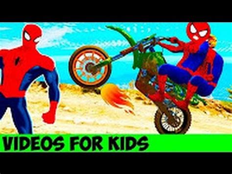 Rolig Motorcykel I Spiderman Tecknade Bilar För Barn Med Barnmusslor