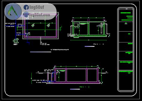 مخطط و تسليح خزان ماء ارضي اوتوكاد Dwg