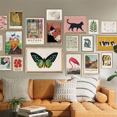 Gallery Wall Art Set Of 10 Wall Set Eclectic Colorful Print Etsy