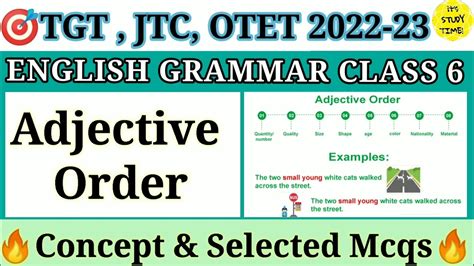 OTET JTC OSSTET CHT 2022 23 Adjective Order English Grammar