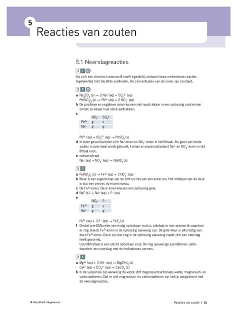 Ch O Uitwerkingen 4 Vwo 5e Ed H5 Reacties Van Zouten Noordhoff