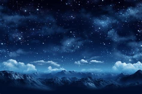 The night sky is a dark blue color with clouds and stars. | Premium AI ...