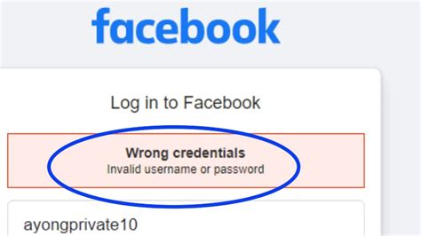 Fix Invalid Username Or Password Facebook Problem Wrong Credentials