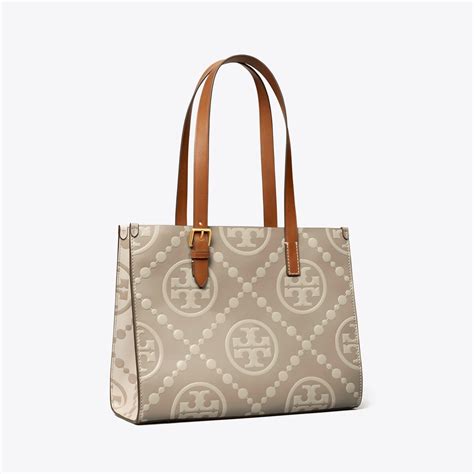 Small T Monogram Contrast Embossed Tote Women S Designer Tote Bags