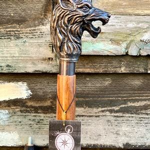 Wolf Head Designer Antique Style Handle Wooden Walking Stick Handmade