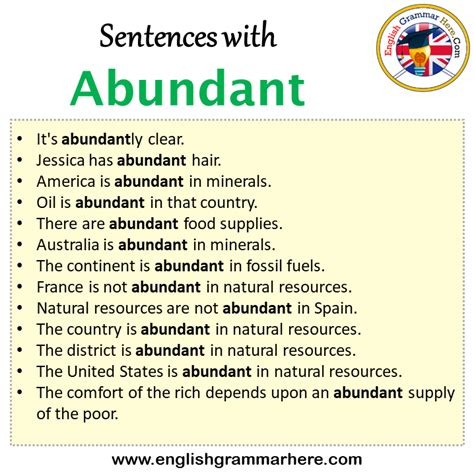 Sentences with Abundant, Abundant in a Sentence in English, Sentences ...