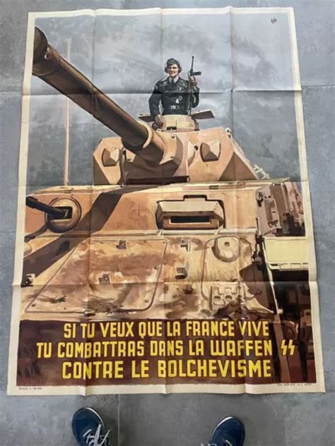 Authentique Ancienne Affiche Propagande Militaire Allemande P Tain Ww