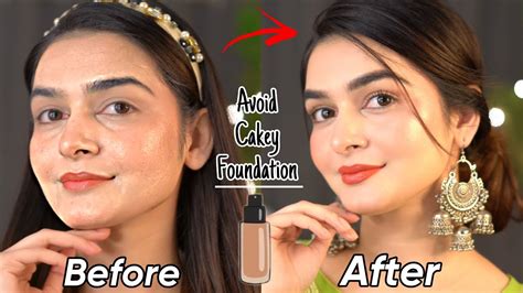 How To Avoid Cakey Foundation On Dry Skin Flawless And Smooth Before And After Youtube