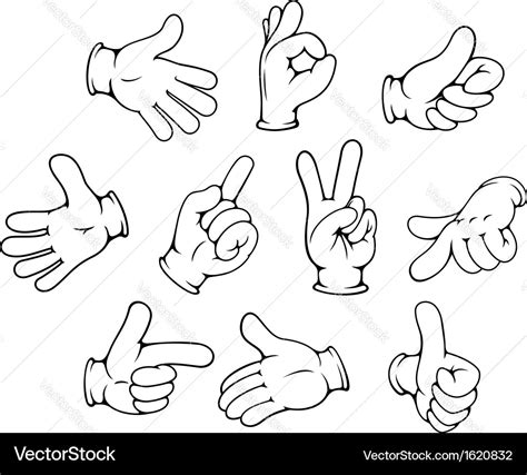 Cartoon hand gestures set Royalty Free Vector Image