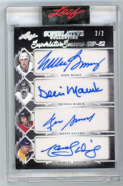 Leaf Superlative Seasons Quad Autograph Ssy Mike Bossy Dennis Maruk