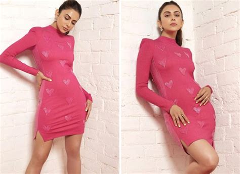 Rakul Preet Singh Is An “all Heart Girl” In Pink Body Con Dress Worth Rs 22k For Chhatriwali