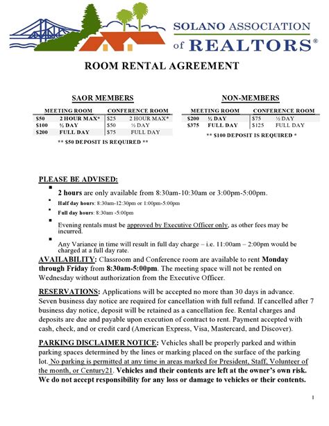 Free Room Rental Agreement Template