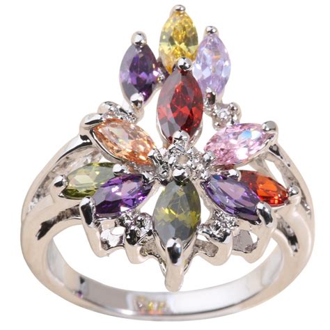 Multicolorido Morganite Garnet Zirc O J Ias Prata Chapeado Argent Festa