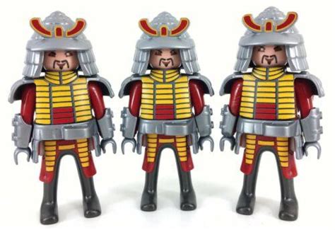 Playmobil Japanese Samurai Figures X3 Rare Toys New Special 4748 Helmet