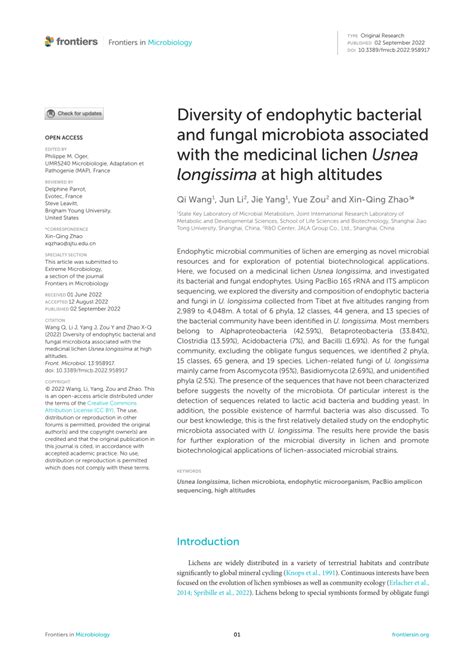 PDF Diversity Of Endophytic Bacterial And Fungal Microbiota