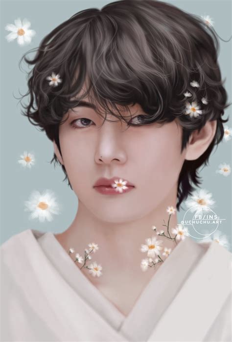 Uchuchu art on Twitter White chrysanthemum in love 방탄소년단 뷔 태형 V