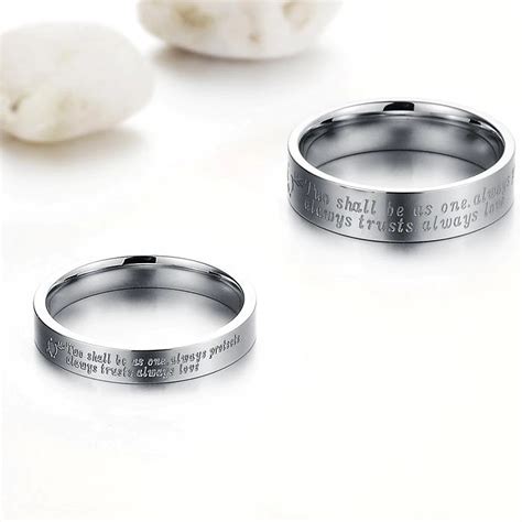 His And Hers Promise Ring Sets Engagement Couple Stainless Steel Rings