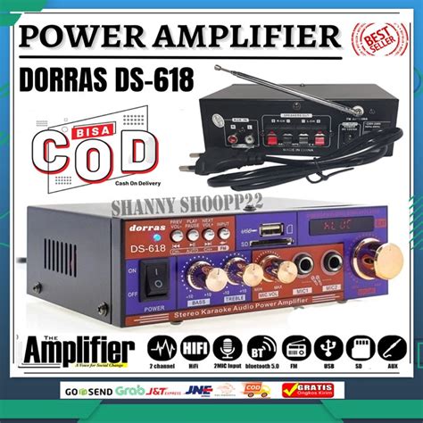 Jual Ampli Mini DORRAS DS618 Power Amplifier AC DC Bluetooth USB FM SD