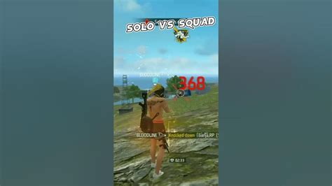 Free Fire 🔥 Best Solo Vs Squad Gameplay Garenafreefire Short Trending Freefire Youtube