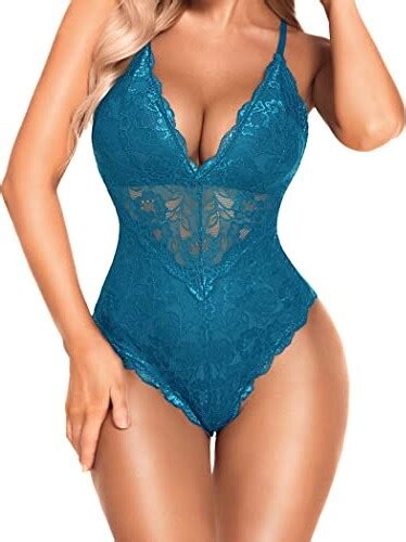 Avidlove Snap Crotch Lingerie Women S Deep V Neck Lace Teddy Bodysuit