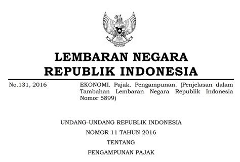 UNDANG UNDANG PENGAMPUNAN PAJAK UU TAX AMNESTY PENGAMPUNAN PAJAK