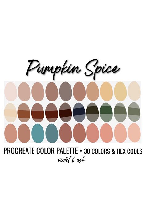 Pumpkin Spice Procreate Palette Color Chart Photoshop - Etsy