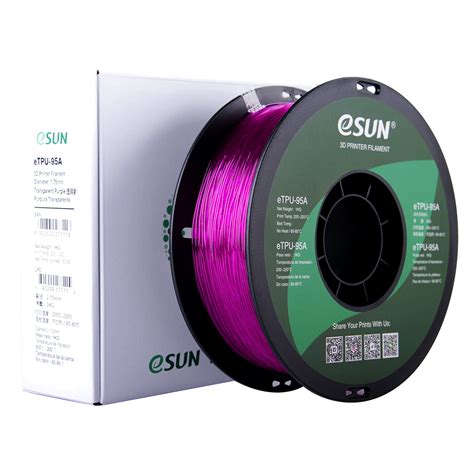 ESun Transparant Paars ETPU 95A Filament 1 75 Mm 1kg 3D Wens Shop