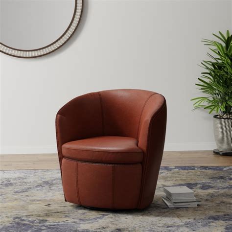 Barolo Vintage Cognan Swivel Genuine Leather Club Chair By Parker House