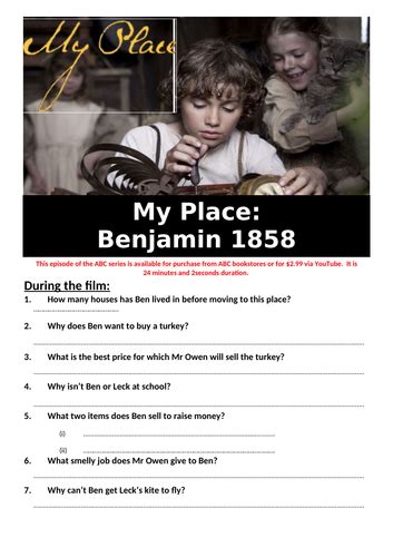 My Place Benjamin 1858 Teaching Resources