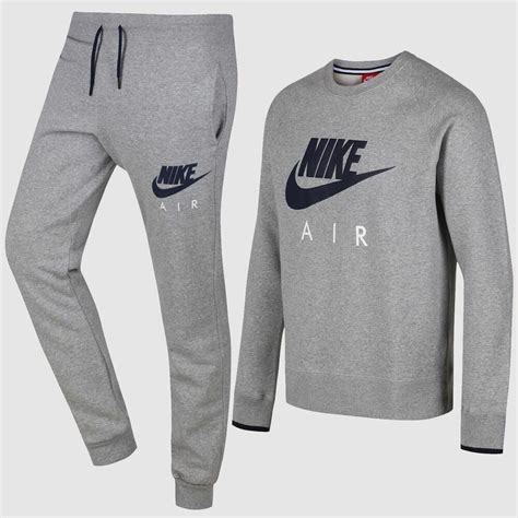 New Mens Nike Crew Neck Fleece Grey Tracksuit Jumper Sweatshirt Joggers