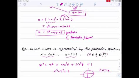 Curves Defined By Parametric Equations Youtube