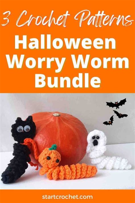 Free Halloween Black Cat Worry Worm Crochet Pattern