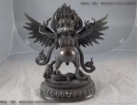 Budismo Tibetano Templo Antigo Cobre Bronze Garuda Deus Buda Da Sorte