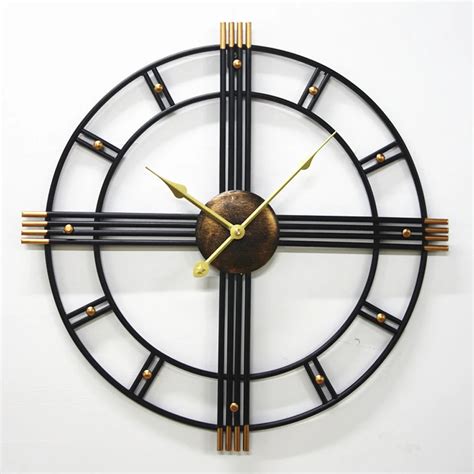 Large Metal Wall Clock Modern Design European Retro Bar Cafe Decoration