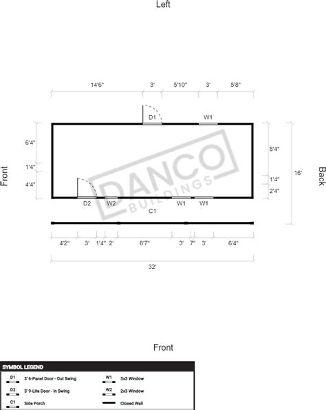 Corner Porch Cabin 16x32 - DANCO Buildings