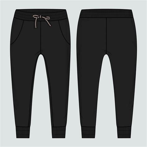 Fleece Fabric Jogger Sweatpants Technical Fashion Flat Sketch Vector