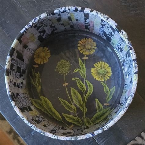 Floral Decoupage Glass Bowl Etsy