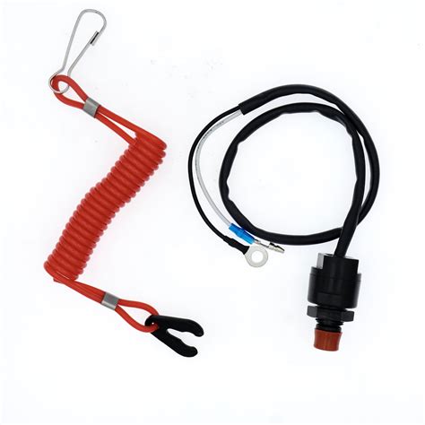 Emergency Outboard Engine Kill Switch With Coil Lanyard