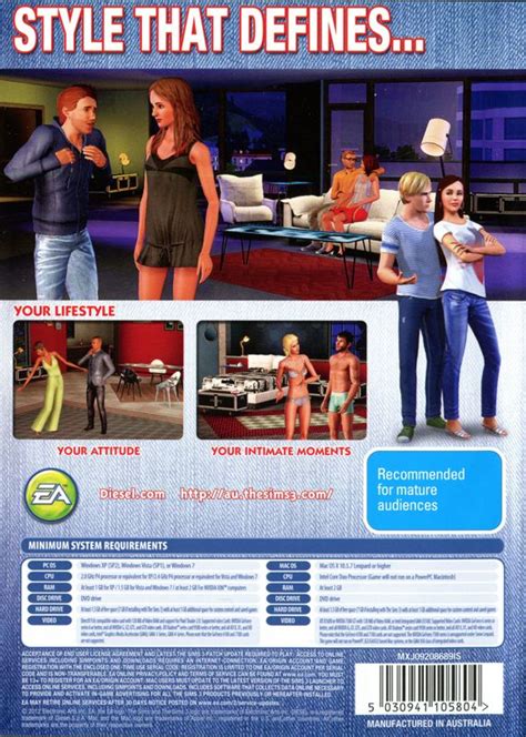 The Sims 3 Diesel Stuff 2012 Windows Box Cover Art Mobygames