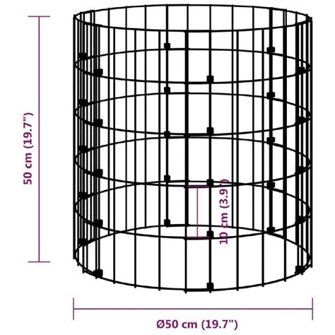 Vidaxl Poteau Gabion Circulaire Acier Galvanis X Cm