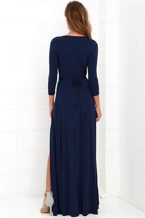 Lovely Navy Blue Maxi Dress Wrap Dress Wrap Maxi Dress