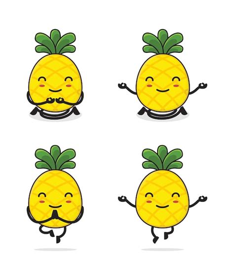 Premium Vector Cute Pineapple Cartoon Character