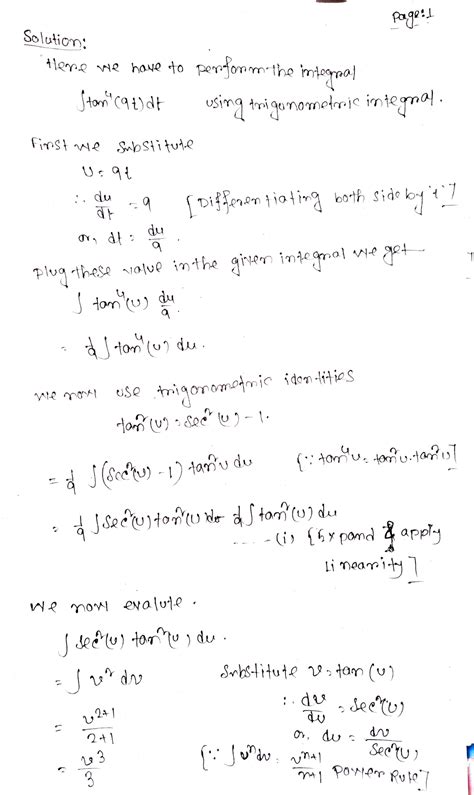 Solved Explanation Perform The Integration Use Trigonometric