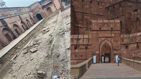 Agra Fort किला के मीना बाजार में निकला लाखौरी ईंटों का फर्श ब्रिटिश