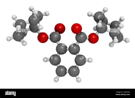 Molécula plastificante de diciclohexilo ftalato DCP 3D renderizado