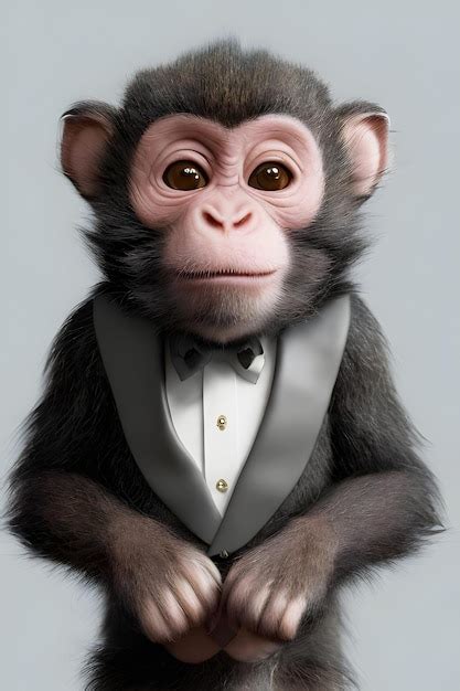 Premium Photo A Chimpanzee Dressed Up In A Tuxedo With A Bow Tie