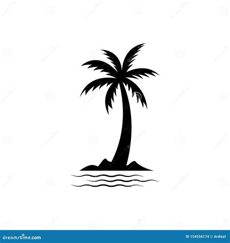 Palm Tree Silhouette Icon Simple Flat Vector Illustration Stock Vector