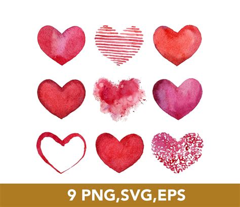 Heart Svg Cute Red Heart Water Color Paint Hand Drawn SVG PNG EPS