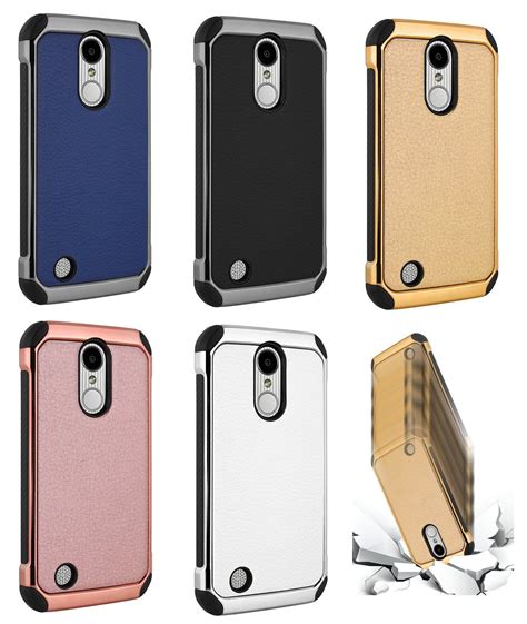 For Lg Aristo Lv Ms Leather Chrome Hybrid Premium Armor Phone