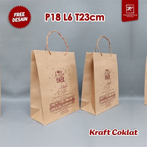 Jual Paperbag Tas Kertas Kraft Coklat Sablon Shopee Indonesia